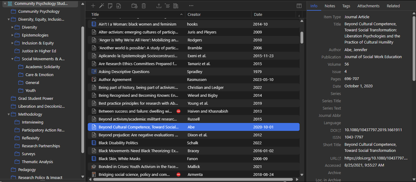 Community Psychology Zotero Library